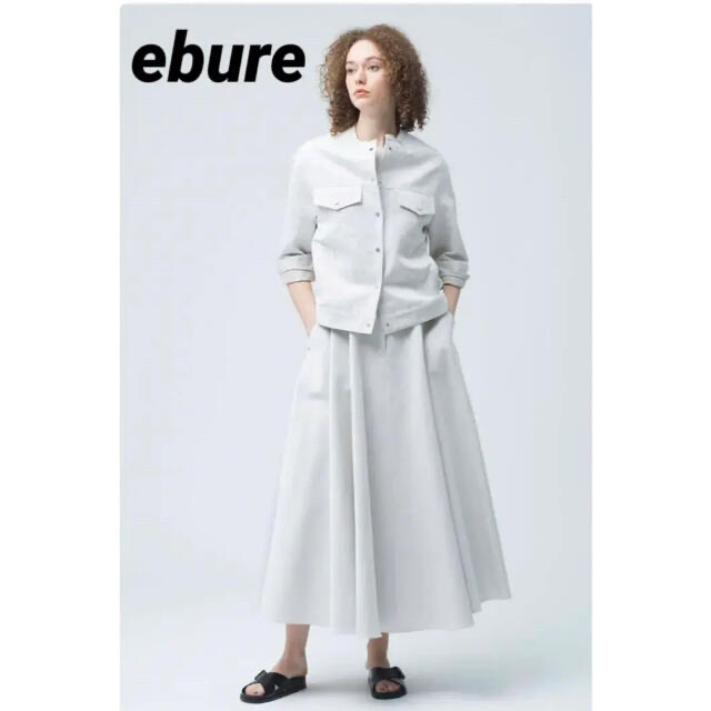 ebure（エブール）リネンコットンツイル フレアスカート　ホワイト36サイズロングスカート