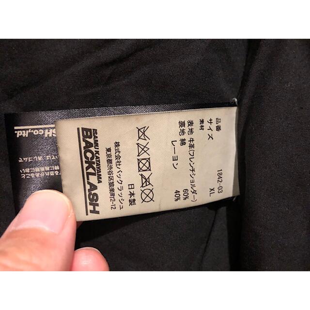 ISAMUKATAYAMA BACKLASH(イサムカタヤマバックラッシュ)の美品バックラッシュ定価24万フレンチショルダー製品染めダブルライダース黒XL メンズのジャケット/アウター(ライダースジャケット)の商品写真