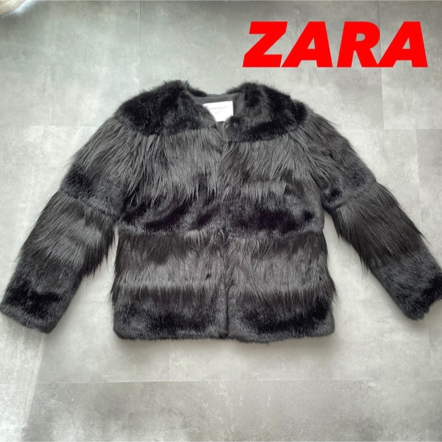 Drawer(ドゥロワー)のZARA ザラ★エコファージャケット ファーコート ファージャケット 黒 XS レディースのジャケット/アウター(毛皮/ファーコート)の商品写真