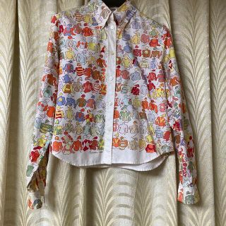 USED エルメス　ジョッキー柄　ショート丈シャツ