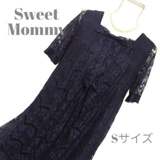 美品　スウィートマミー　花柄総レースが素敵な半袖膝丈授乳ワンピース　Sサイズ(マタニティワンピース)