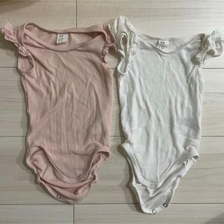 エイチアンドエム(H&M)のH&M肩レースロンパース 女の子60cm70cm(肌着/下着)