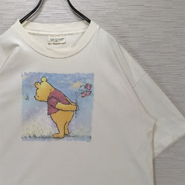 Disney 90s 2XL USA プーさん ディズニー Tシャツ アイボリー