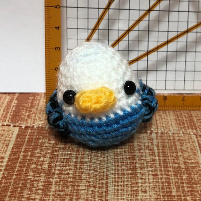 セキセイインコ(ハンドメイド)白×青③ ハンドメイドのぬいぐるみ/人形(ぬいぐるみ)の商品写真