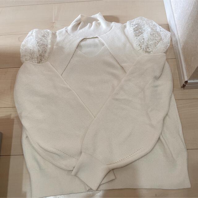 snidel レースドッキングニットトップス OWHT 3