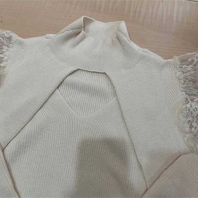snidel レースドッキングニットトップス OWHT 5