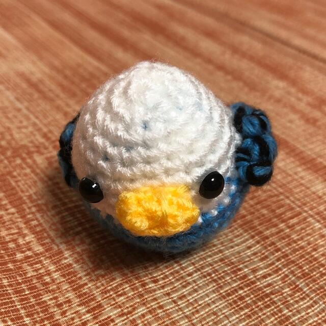 セキセイインコ(ハンドメイド)白×青④ ハンドメイドのぬいぐるみ/人形(ぬいぐるみ)の商品写真