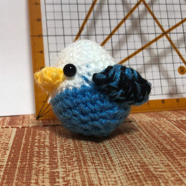 セキセイインコ(ハンドメイド)白×青④ ハンドメイドのぬいぐるみ/人形(ぬいぐるみ)の商品写真