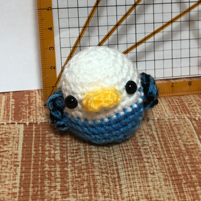 セキセイインコ(ハンドメイド)白×青⑤ ハンドメイドのぬいぐるみ/人形(ぬいぐるみ)の商品写真