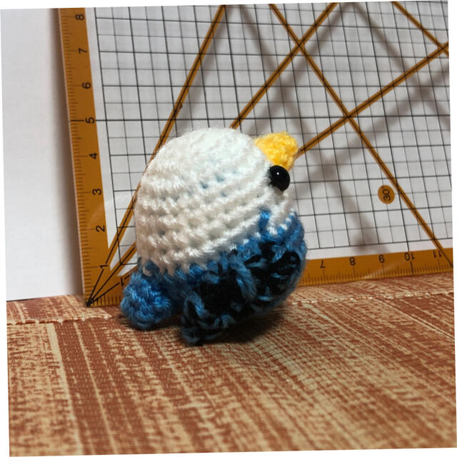 セキセイインコ(ハンドメイド)白×青⑤ ハンドメイドのぬいぐるみ/人形(ぬいぐるみ)の商品写真