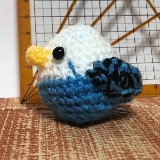 セキセイインコ(ハンドメイド)白×青⑥ ハンドメイドのぬいぐるみ/人形(ぬいぐるみ)の商品写真