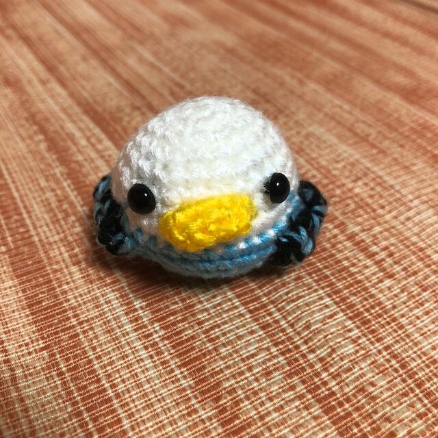 セキセイインコ(ハンドメイド)白×水色⑦ ハンドメイドのぬいぐるみ/人形(ぬいぐるみ)の商品写真