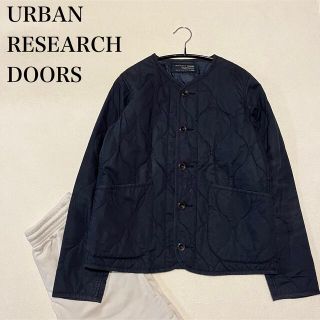 アーバンリサーチドアーズ(URBAN RESEARCH DOORS)のURBAN RESEARCH DOORS コットンキルトノーカラージャケット　黒(ノーカラージャケット)