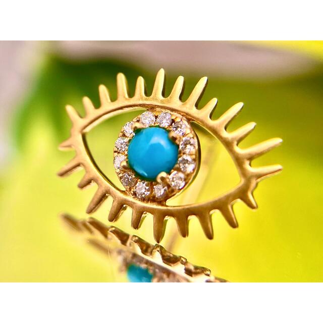 Evil Eye✨キラッキラ✨天然ターコイズダイヤモンド取り巻きピアス レディースのアクセサリー(ピアス)の商品写真