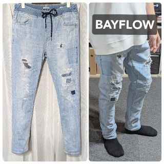 ベイフロー(BAYFLOW)のBAYFLOWダメージジーンズリペア加工クラッシュ加工デニムメンズ(デニム/ジーンズ)