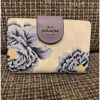 コーチ(COACH)のコーチ　二つ折り財布　ホワイト×ブルーフラワー(財布)