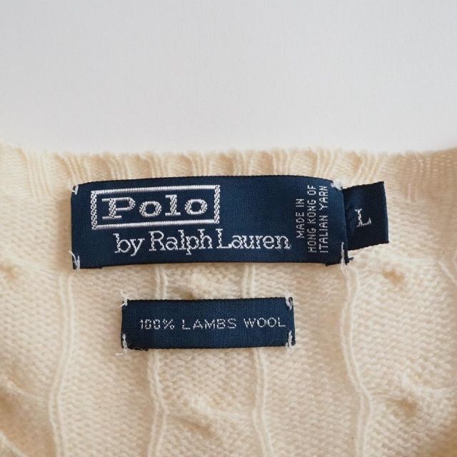 Ralph Lauren(ラルフローレン)のラルフローレン　正規品　ケーブルニット　アイボリー　ビッグサイズ　美品 メンズのトップス(ニット/セーター)の商品写真