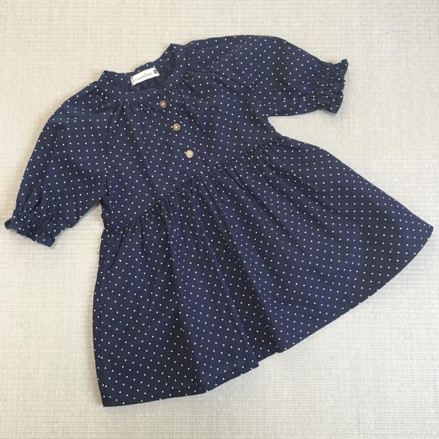 Branshes(ブランシェス)のブランシェス　ドット柄7分袖ワンピース　90 キッズ/ベビー/マタニティのキッズ服女の子用(90cm~)(ワンピース)の商品写真