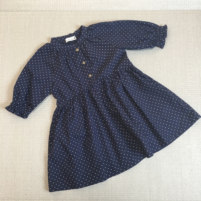 Branshes(ブランシェス)のブランシェス　ドット柄7分袖ワンピース　90 キッズ/ベビー/マタニティのキッズ服女の子用(90cm~)(ワンピース)の商品写真