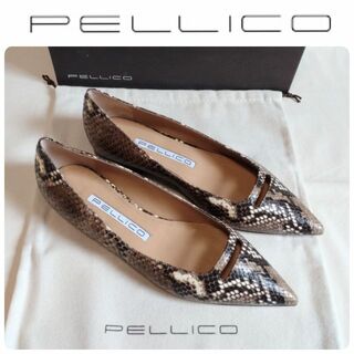 PELLICO - 【新品未使用】PELLICO パイソン×スエード フラットシューズ 