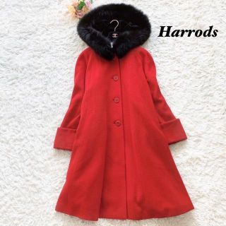 冬の最終SALE❣️Harrodsのロングコート ファー付きでとてもあたたかい