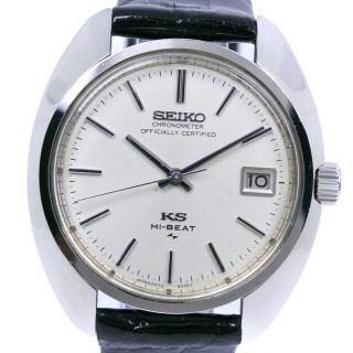 セイコー(SEIKO)の【SEIKO】セイコー キングセイコー 4502-8010 ステンレススチール×レザー シルバー 手巻き メンズ 白文字盤 腕時計(腕時計(アナログ))