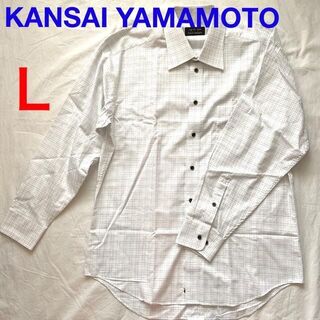 カンサイヤマモト(Kansai Yamamoto)の★最終価格★【KANSAI YAMAMOTO】白　チェックシャツ　Ｌ(シャツ)