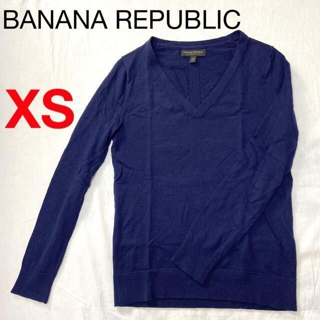 Banana Republic(バナナリパブリック)の★売り切り価格★【BANANA REPUBLIC】ニット　紺　Ｖネック レディースのトップス(ニット/セーター)の商品写真