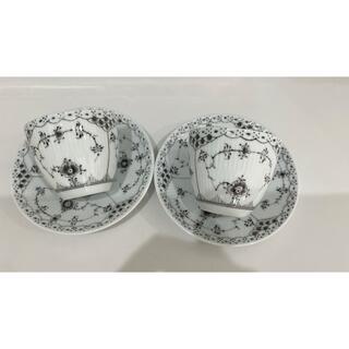 ロイヤルコペンハーゲン(ROYAL COPENHAGEN)の廃盤品　ロイヤルコペンハーゲン・ブラックブルーテッド　カップ＆ソーサー２客(グラス/カップ)