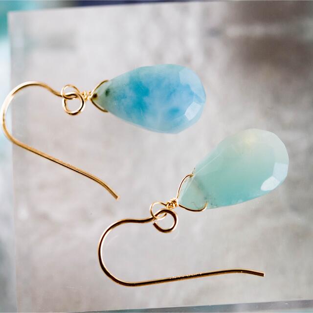 特価一点限り☆ラリマー Larimar 14kgf☆フックピアス・イヤリング12 ハンドメイドのアクセサリー(ピアス)の商品写真