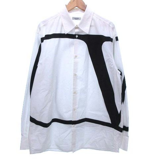 【在庫あり】 VALENTINO - L 41 コットン ロゴプリント 長袖 シャツ 21AW 美品  ヴァレンチノ シャツ