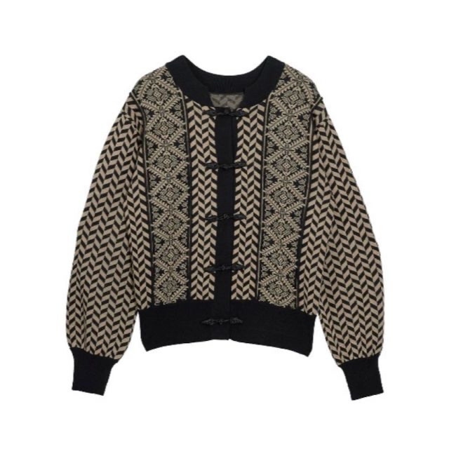 Ameri VINTAGE(アメリヴィンテージ)のUND HERRINGBONE JACQUARD KNIT CARDIGAN レディースのトップス(カーディガン)の商品写真