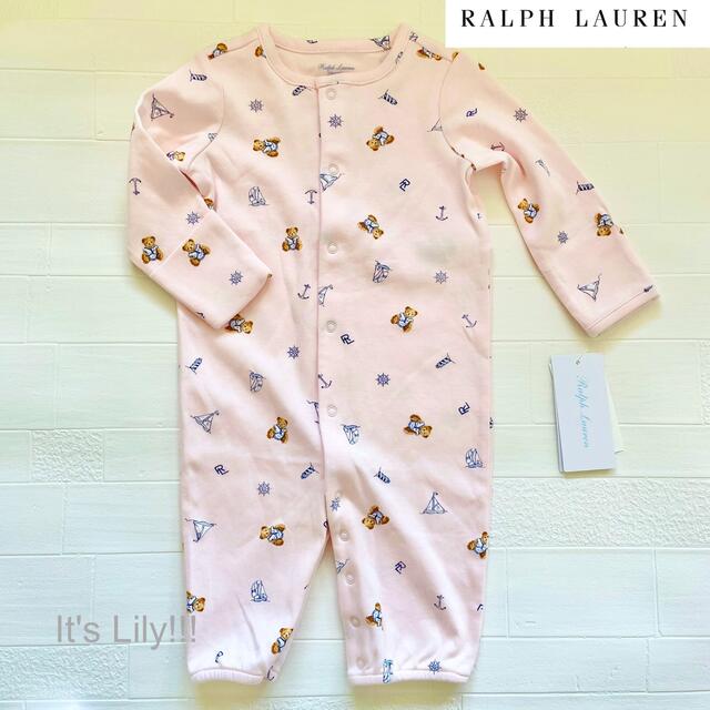 Ralph Lauren(ラルフローレン)の3m60cm 長袖　ロンパース　2way ピンク　セーラーベア キッズ/ベビー/マタニティのベビー服(~85cm)(ロンパース)の商品写真