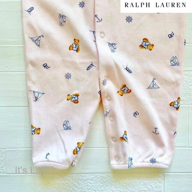 Ralph Lauren(ラルフローレン)の3m60cm 長袖　ロンパース　2way ピンク　セーラーベア キッズ/ベビー/マタニティのベビー服(~85cm)(ロンパース)の商品写真