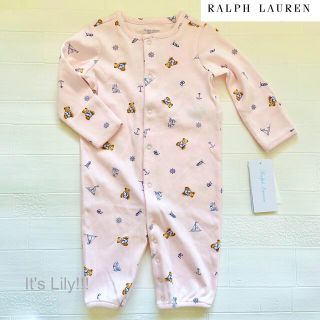 ラルフローレン(Ralph Lauren)の新生児　50cm ラルフローレン  長袖　ロンパース　ピンクセーラーベア(ロンパース)