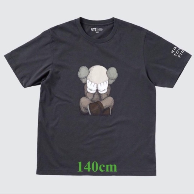 140 新品 ダークグレー ユニクロ×カウズ Tシャツ KAWS UNIQLO①