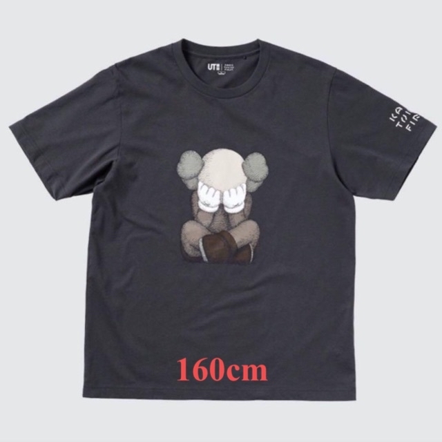 160 新品 ダークグレー ユニクロ×カウズ Tシャツ KAWS UNIQLO①