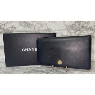 シャネル(CHANEL)の美品 CHANEL 長財布 ブラック ココボタン 二つ折 レザー(長財布)