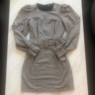 ザラ(ZARA)のZARA チェック柄ワンピース　ザラ秋ワンピ　xs(ひざ丈ワンピース)