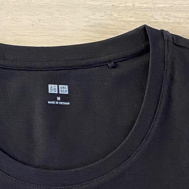 UNIQLO(ユニクロ)のユニクロ　スムースストレッチコットンクルーネックT 7分袖　黒 レディースのトップス(Tシャツ(長袖/七分))の商品写真