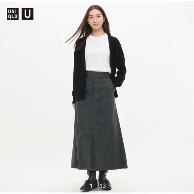 UNIQLO(ユニクロ)のUNIQLO U フレアロングスカート ダークグレー 76 レディースのスカート(ロングスカート)の商品写真