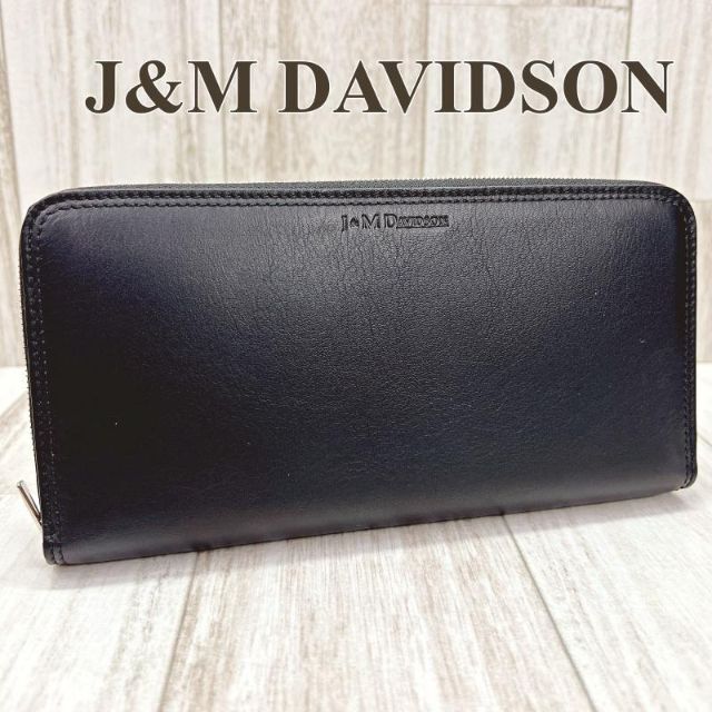 J&M DAVIDSON(ジェイアンドエムデヴィッドソン)のJ＆Mデヴィッドソン ラウンドファスナー長財布 ロングウォレット ブラック レディースのファッション小物(財布)の商品写真