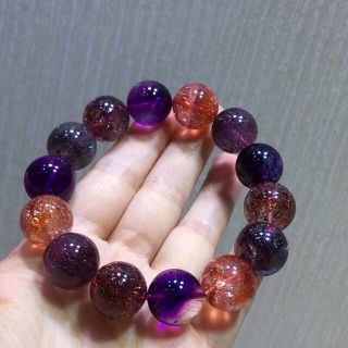 【高級】フラワー パープルルチル スーパーセブン ブレスレット 16mm(ブレスレット)