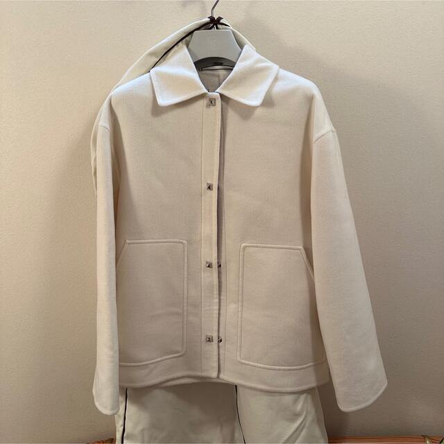 HERMES - 2021 エルメス メドール ショート コート 白 カシミヤ HERMES - 2021 エルメス メドール ショート コート 白 カシミヤ