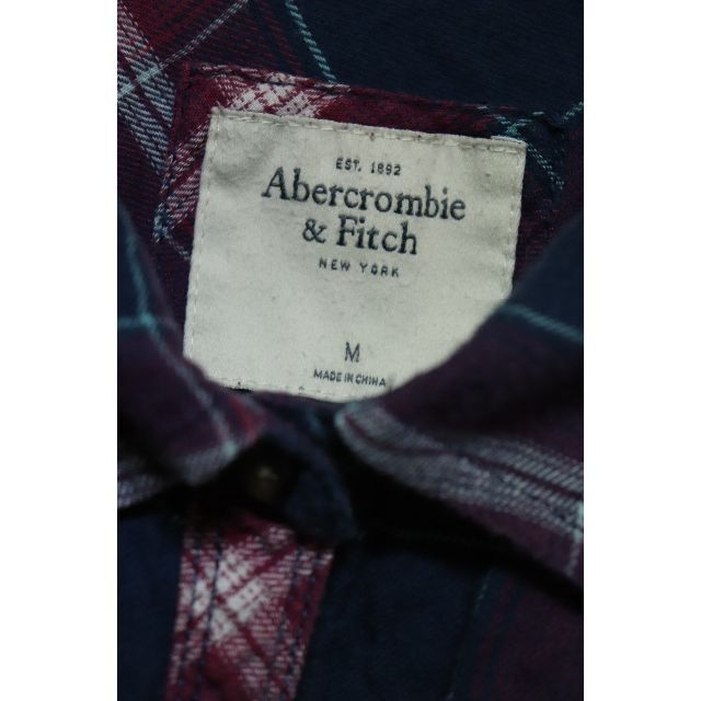 Abercrombie&Fitch(アバクロンビーアンドフィッチ)のプロフ必読アバクロンビー&フィッチチェックネルシャツネイビーパープルUSA老舗M レディースのトップス(シャツ/ブラウス(長袖/七分))の商品写真