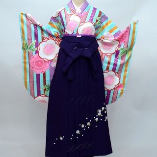 着物袴セット ジュニア用へ直し135～150cm 着物地は日本製 NO25980(和服/着物)