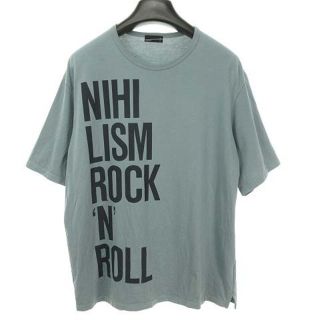 ラッドミュージシャン(LAD MUSICIAN)のロゴ プリント Tシャツ カットソー トップス コットン 半袖 42 ブルー系(Tシャツ/カットソー(半袖/袖なし))