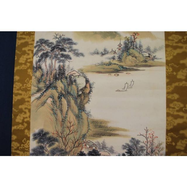 真作】平尾竹霞/江山帆影図/掛軸☆宝船☆T-260 JM 魅力的な価格 35