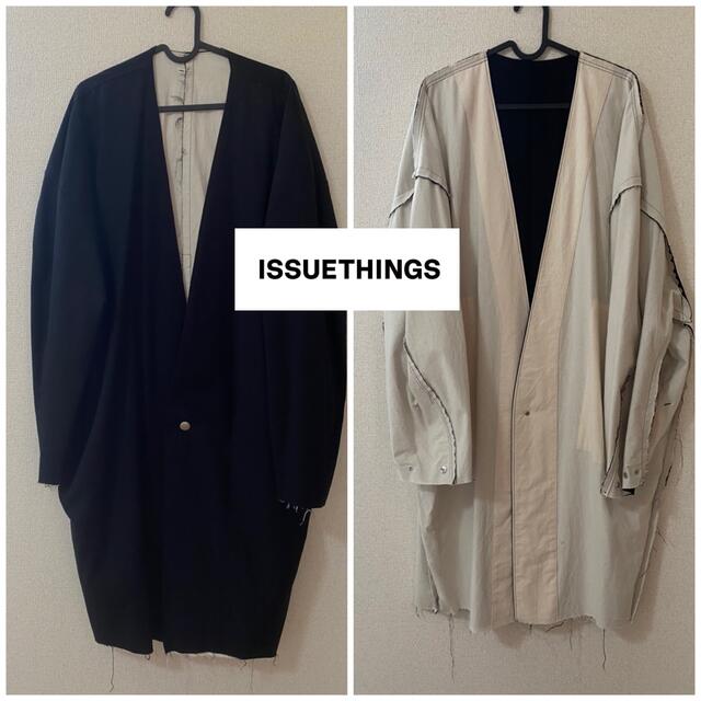 issuethings ロング ノーカラージャケット issuethings ロング ノーカラージャケット