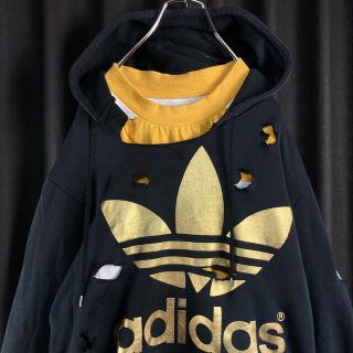 アディダス　adidas　ボロスウェット　ダメージ　トレフォイル　　刺繍